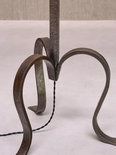 Sculptural French Modern Three Legged Floor Lamp in Wrought Iron 1950s - 3690043