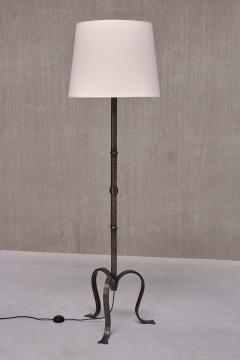 Sculptural French Modern Three Legged Floor Lamp in Wrought Iron 1950s - 3690048