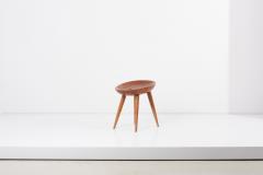 Sculptural French Studio Wood Stool with Carved Seat France 1960s - 1913382