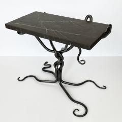 Sculptural Hand Forged Steel End Side Table with Marble Top - 2942639