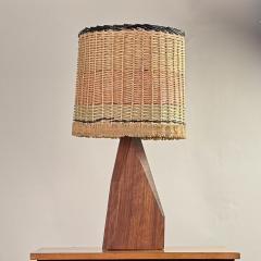 Sculptural Hawaiian Koa Wood Lamp with Custom Rattan Shade - 4352584