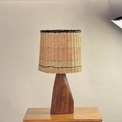 Sculptural Hawaiian Koa Wood Lamp with Custom Rattan Shade - 4352585