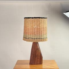 Sculptural Hawaiian Koa Wood Lamp with Custom Rattan Shade - 4352587