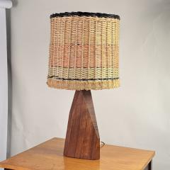 Sculptural Hawaiian Koa Wood Lamp with Custom Rattan Shade - 4352588