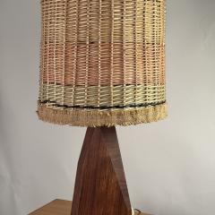 Sculptural Hawaiian Koa Wood Lamp with Custom Rattan Shade - 4352590