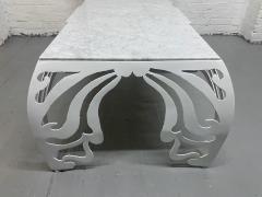 Sculptural Iron and Carrara Marble White Coffee Table - 3914732