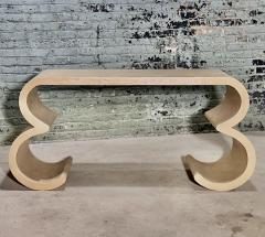 Sculptural Lacquered Grasscloth Console Table 1970 - 3614416