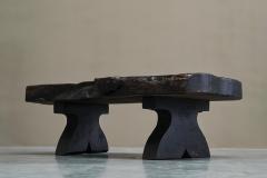 Sculptural Live Edge Coffee Table in Solid Dark Stained Wood Europe 1960s - 4528418