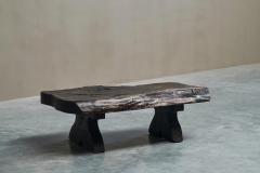 Sculptural Live Edge Coffee Table in Solid Dark Stained Wood Europe 1960s - 4528419