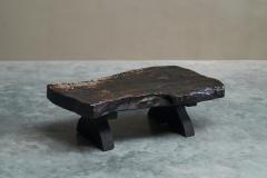 Sculptural Live Edge Coffee Table in Solid Dark Stained Wood Europe 1960s - 4528421
