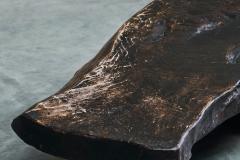 Sculptural Live Edge Coffee Table in Solid Dark Stained Wood Europe 1960s - 4528424