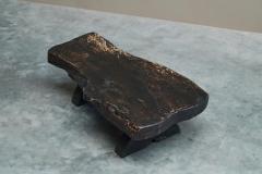 Sculptural Live Edge Coffee Table in Solid Dark Stained Wood Europe 1960s - 4528430