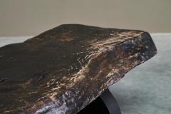 Sculptural Live Edge Coffee Table in Solid Dark Stained Wood Europe 1960s - 4528431
