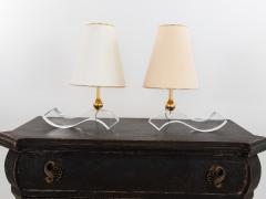 Sculptural Lucite and Brass Wavy Table Lamps - 2303892