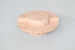 Sculptural Mactan stone round coffee table in cream white Belgium 1970 - 3917737