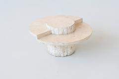 Sculptural Mactan stone round coffee table in white Belgium 1970 - 3945016