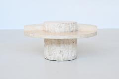 Sculptural Mactan stone round coffee table in white Belgium 1970 - 3945019