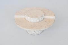 Sculptural Mactan stone round coffee table in white Belgium 1970 - 3945021