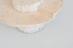 Sculptural Mactan stone round coffee table in white Belgium 1970 - 3945022