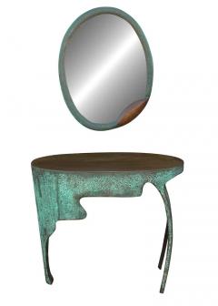 Sculptural Mid Century Modern Studio Made Copper Console Table Vanity or Desk - 2896743