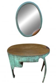 Sculptural Mid Century Modern Studio Made Copper Console Table Vanity or Desk - 2896747