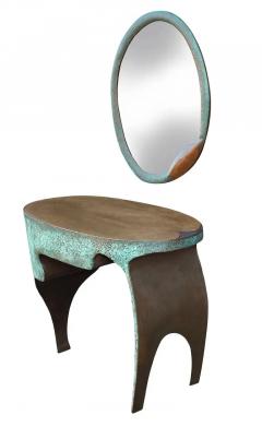 Sculptural Mid Century Modern Studio Made Copper Console Table Vanity or Desk - 2896838
