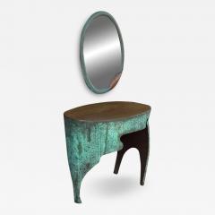 Sculptural Mid Century Modern Studio Made Copper Console Table Vanity or Desk - 2898818