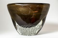 Sculptural Modern Murano Bronze Oval Vase Signed Contemporary - 4334168