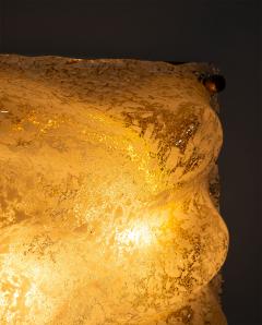 Sculptural Murano Ice Glass Wall Lamp with Brass Backplate Italy 1970s - 4682702