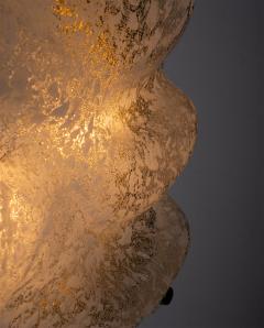 Sculptural Murano Ice Glass Wall Lamp with Brass Backplate Italy 1970s - 4682706