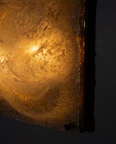 Sculptural Murano Ice Glass Wall Lamp with Brass Backplate Italy 1970s - 4682711