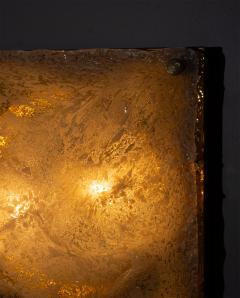 Sculptural Murano Ice Glass Wall Lamp with Brass Backplate Italy 1970s - 4682712
