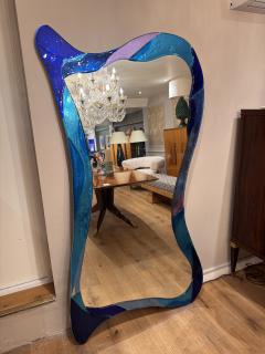 Sculptural Murano glass large art mirror - 4120706