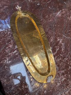 Sculptural Oval Brass Centerpiece Tray with Coral Accents Italy 1970s - 4388524