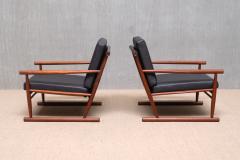Sculptural Pair of Scandinavian Modern Teak Armchairs with Runner Legs 1950s - 4213452