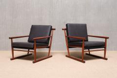 Sculptural Pair of Scandinavian Modern Teak Armchairs with Runner Legs 1950s - 4213453