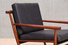Sculptural Pair of Scandinavian Modern Teak Armchairs with Runner Legs 1950s - 4213463