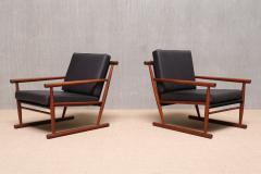 Sculptural Pair of Scandinavian Modern Teak Armchairs with Runner Legs 1950s - 4213464