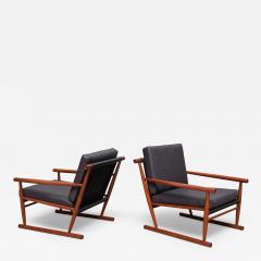 Sculptural Pair of Scandinavian Modern Teak Armchairs with Runner Legs 1950s - 4214476