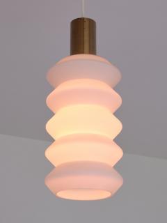 Sculptural Pair of Swedish Modern Pendants in Opaline Glass and Brass 1950s - 4146071