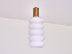 Sculptural Pair of Swedish Modern Pendants in Opaline Glass and Brass 1950s - 4146076