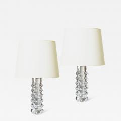 Sculptural Pair of Table Lamps in Cut Crystal by Orrefors Glasbruk - 3123012