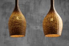 Sculptural Rattan Pendant Lamp France 1960s - 4810311