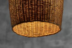 Sculptural Rattan Pendant Lamp France 1960s - 4810314