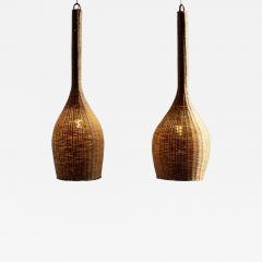 Sculptural Rattan Pendant Lamps France 1960s - 4305684