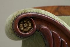 Sculptural Regency Sofa in Figured Mahogany Veneer and Velvet Early 19th Century - 4677266