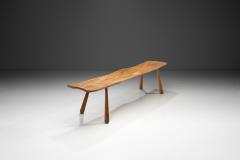 Sculptural Solid Oak Bench with Club Legs Europe 20th Century - 4007719