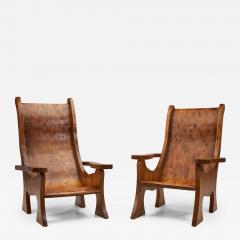 Sculptural Solid Wood Armchairs Europe ca 1960s - 2878551