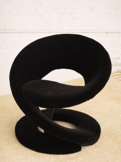 Sculptural Spiral Ribbon Chair in Black Mohair Attributed to Jaymar - 2675549