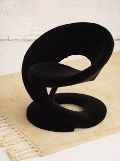 Sculptural Spiral Ribbon Chair in Black Mohair Attributed to Jaymar - 2675552